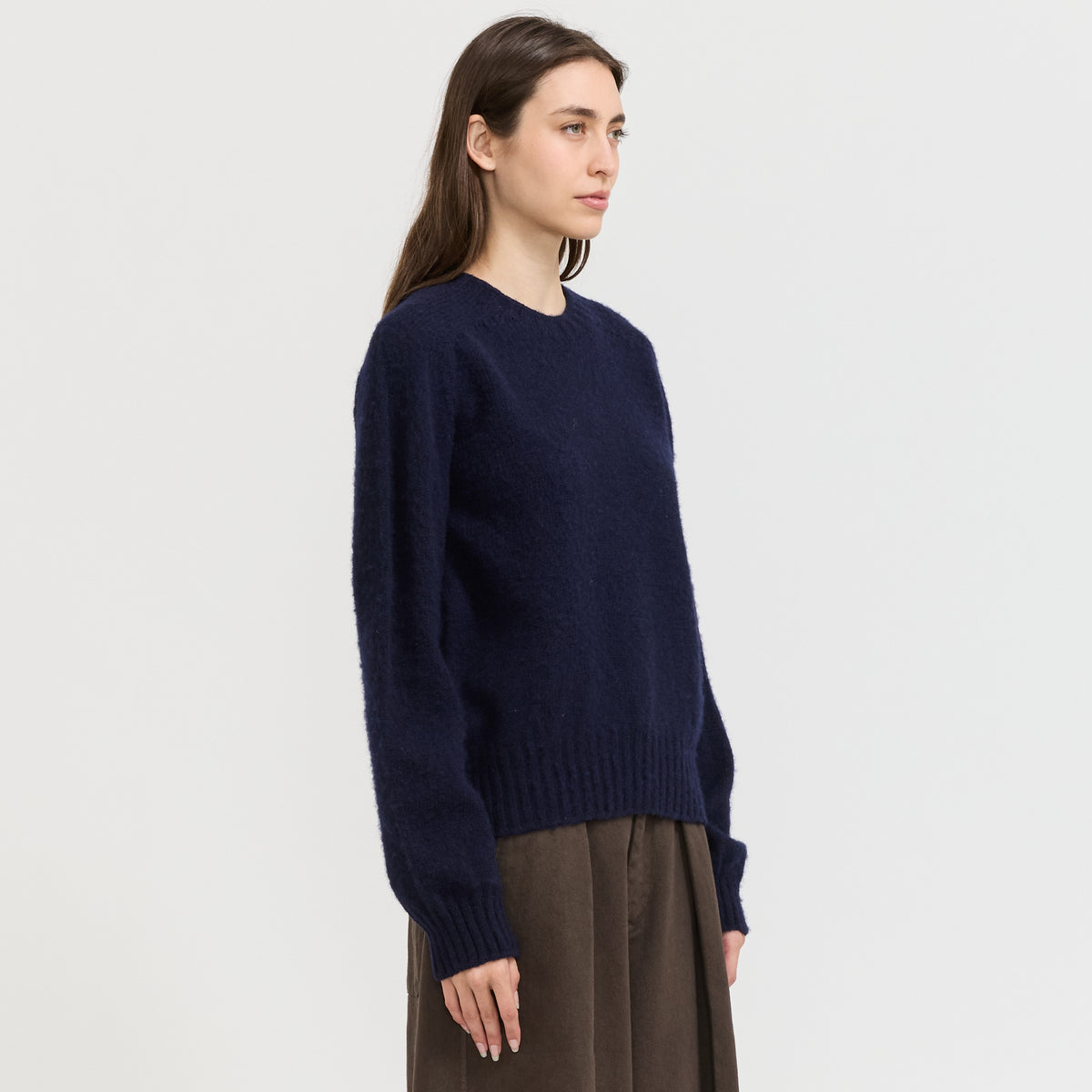 YMC Jets Crew Knit in Navy - model retry4 5