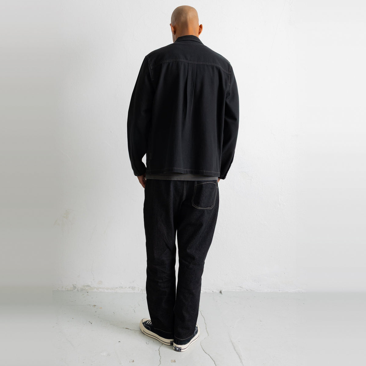 Zip Overshirt Black Herringbone