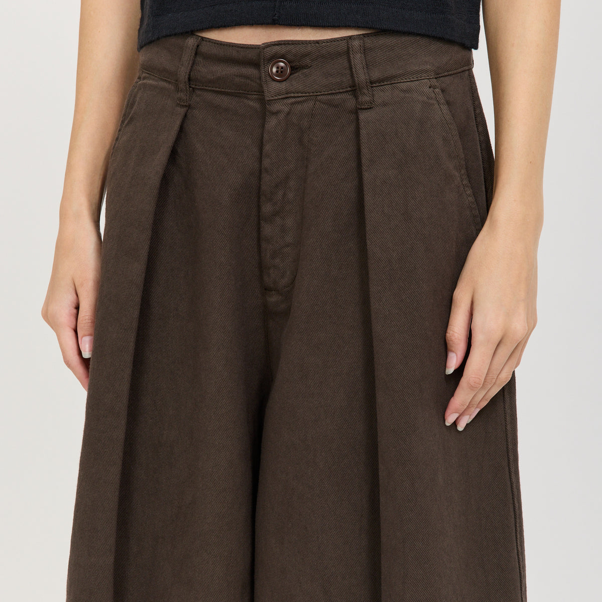 YMC Deadbeat Trouser in Brown - model 7