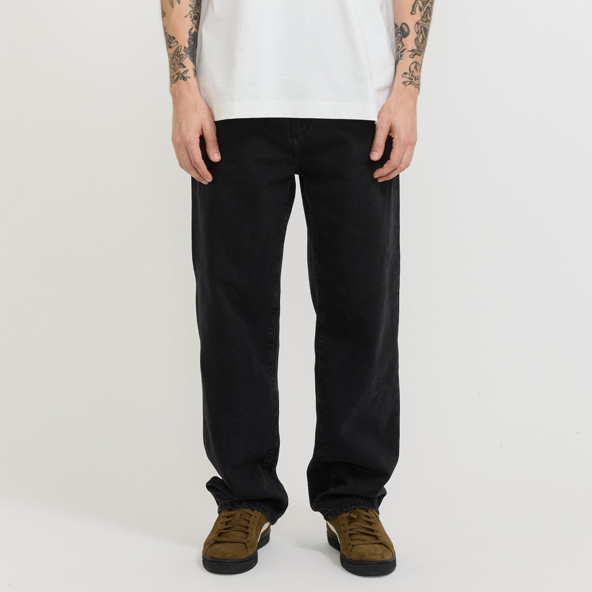 Aaron Pant Black Stone Washed Contrast Stitch