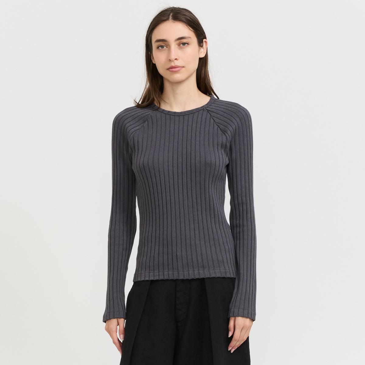 YMC Charotte Raglan Top in Charcoal - model 3