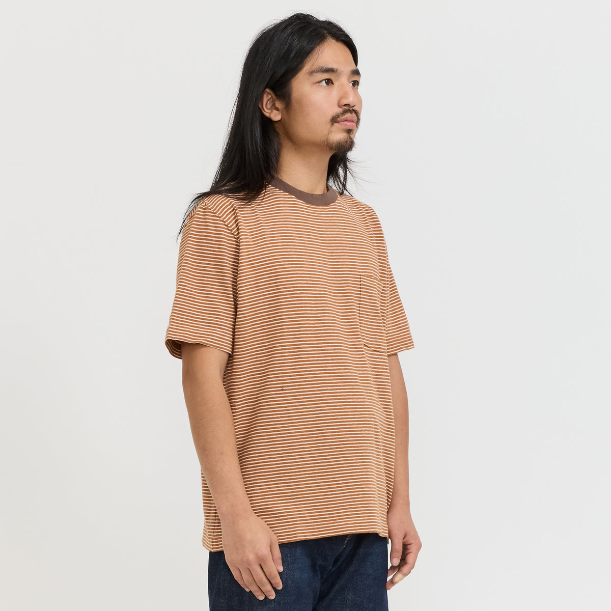 Beams Plus | Pocket Tee Multi Stripe 3 Orange | Maplestore