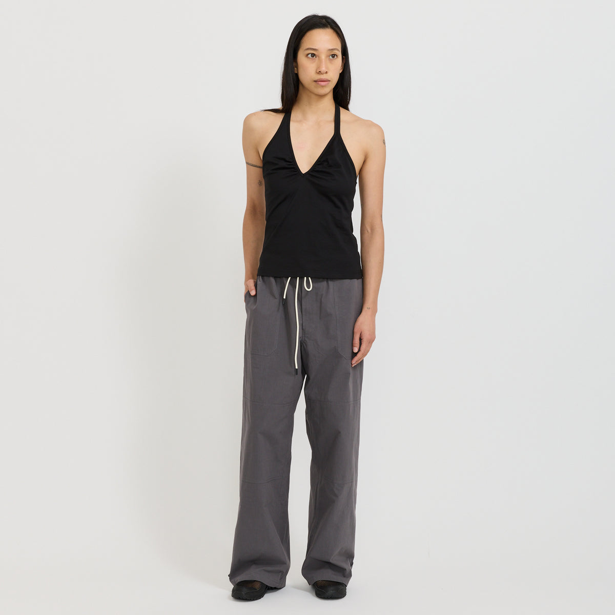 Crushed Cotton Workwear Pant Washed Black