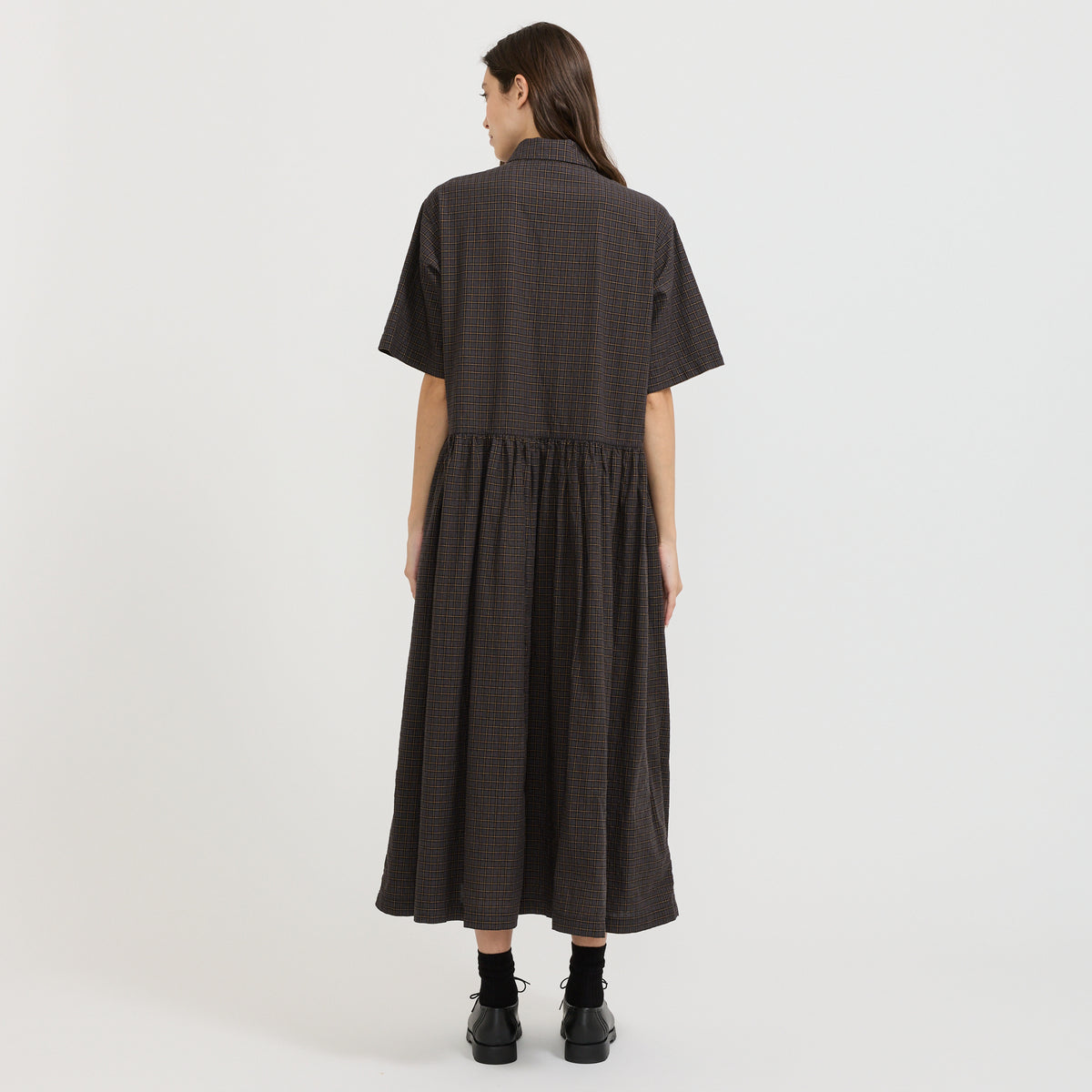 YMC Parklife Dress in Grey Multi - model retry 3