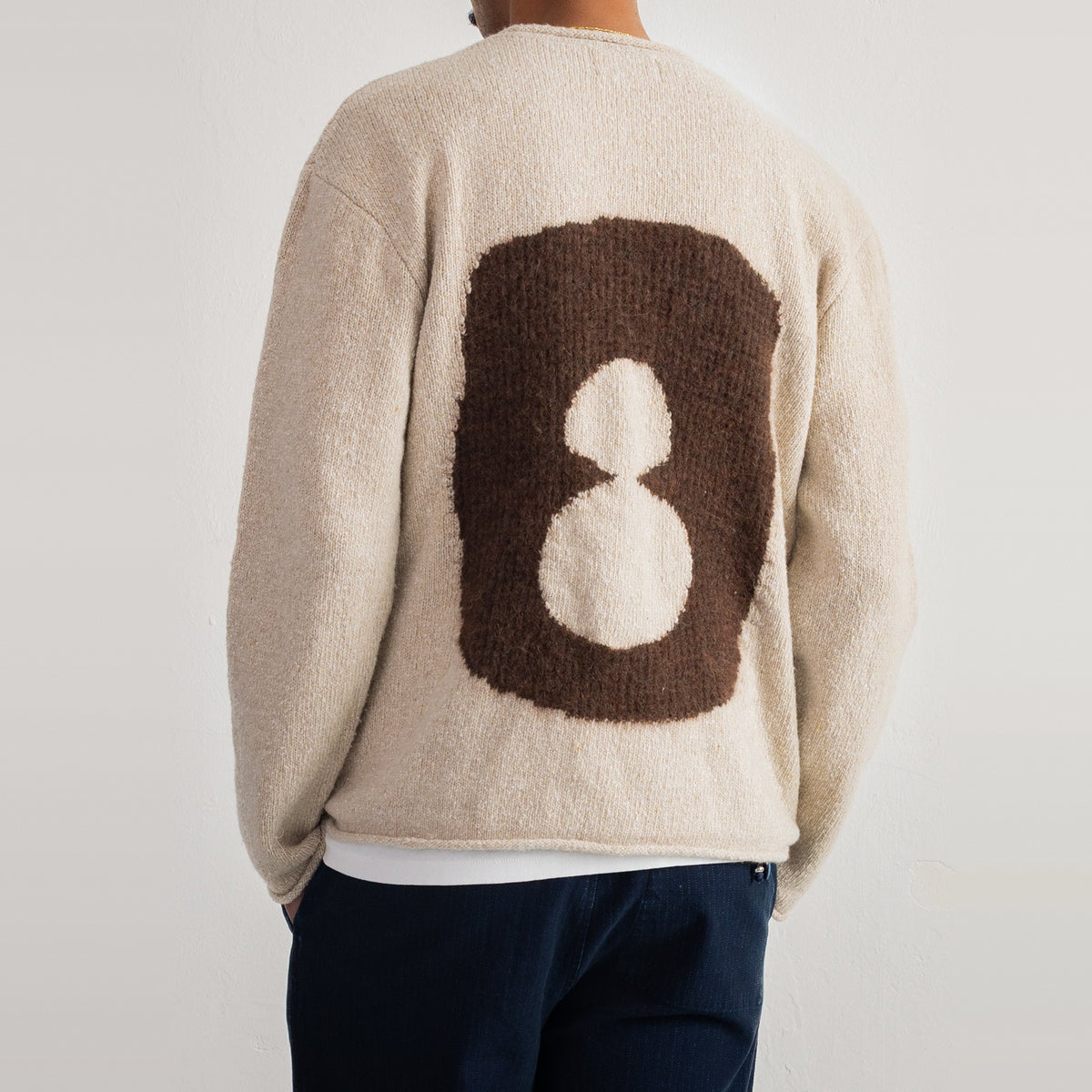 Slouch Crew Natural Espresso Cast Intarsia