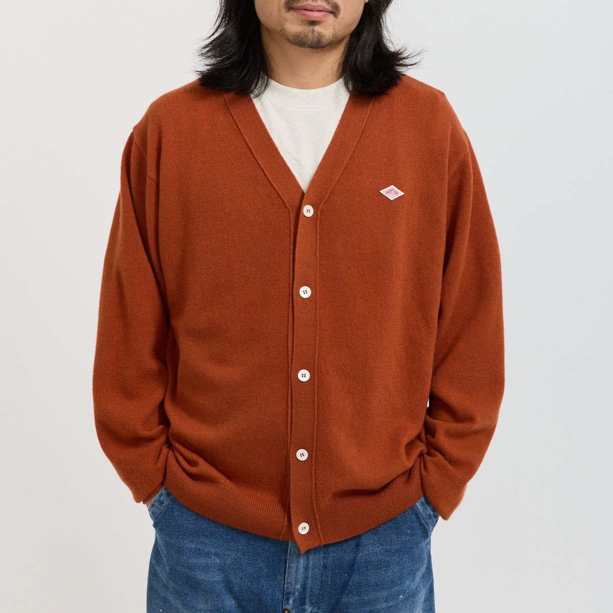 Danton | V Neck Cardigan Dark Orange | Maplestore