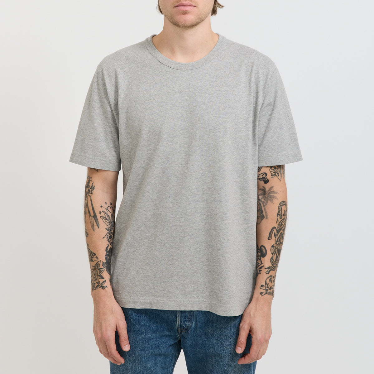 Norse Projects Elmelunde Soft Compact Cotton T-Shirt Grey Melange - image 5