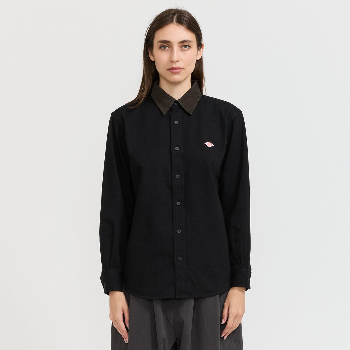 Danton | Regular Collar Shirt L/S Light Denim Black | Maplestore