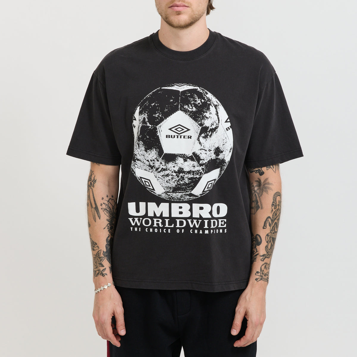 Butter Goods x Umbro World Game Tee Washed Black