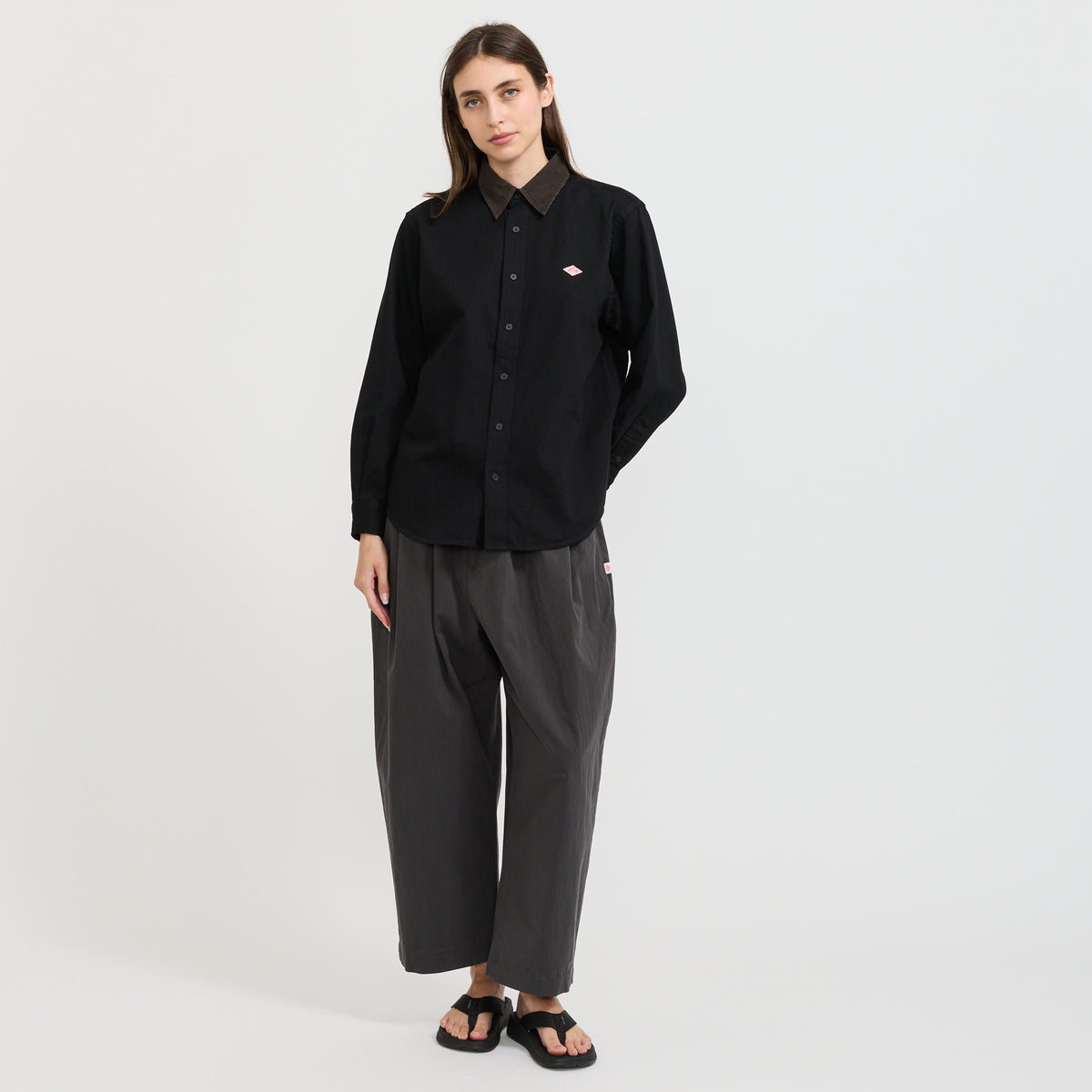 Danton | Regular Collar Shirt L/S Light Denim Black | Maplestore