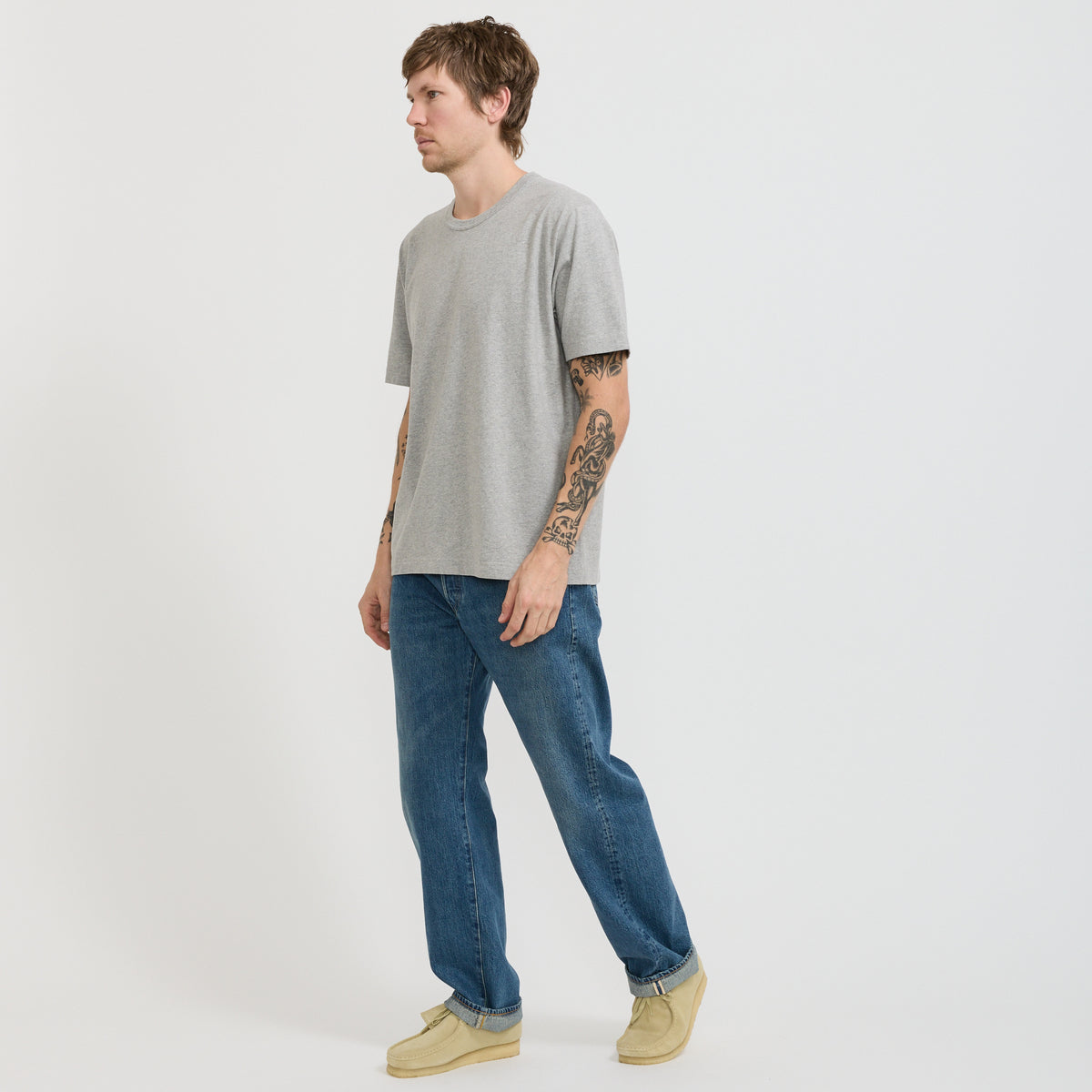 Norse Projects Elmelunde Soft Compact Cotton T-Shirt Grey Melange - image 7