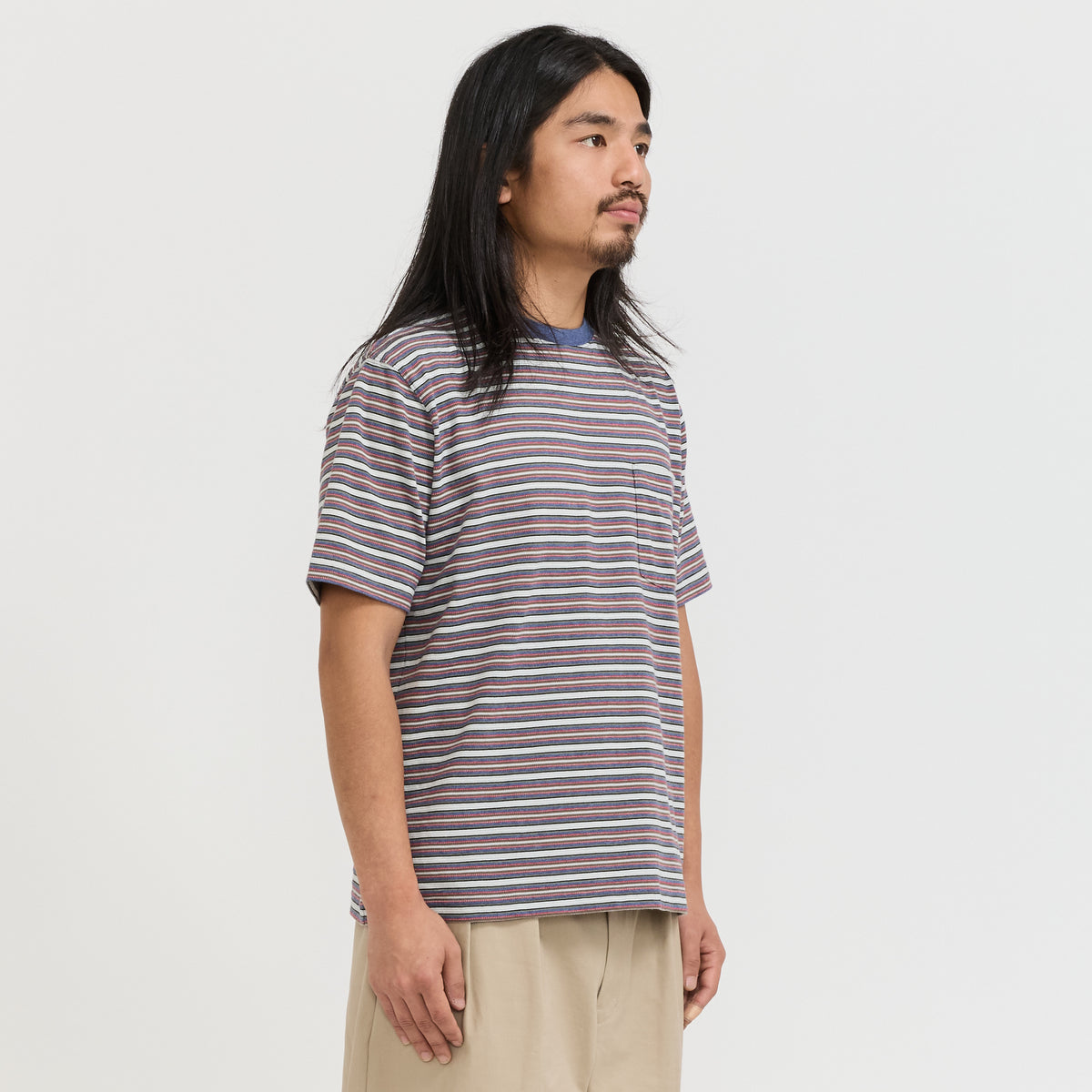 Beams Plus | Pocket Tee Multi Stripe 2 Blue | Maplestore