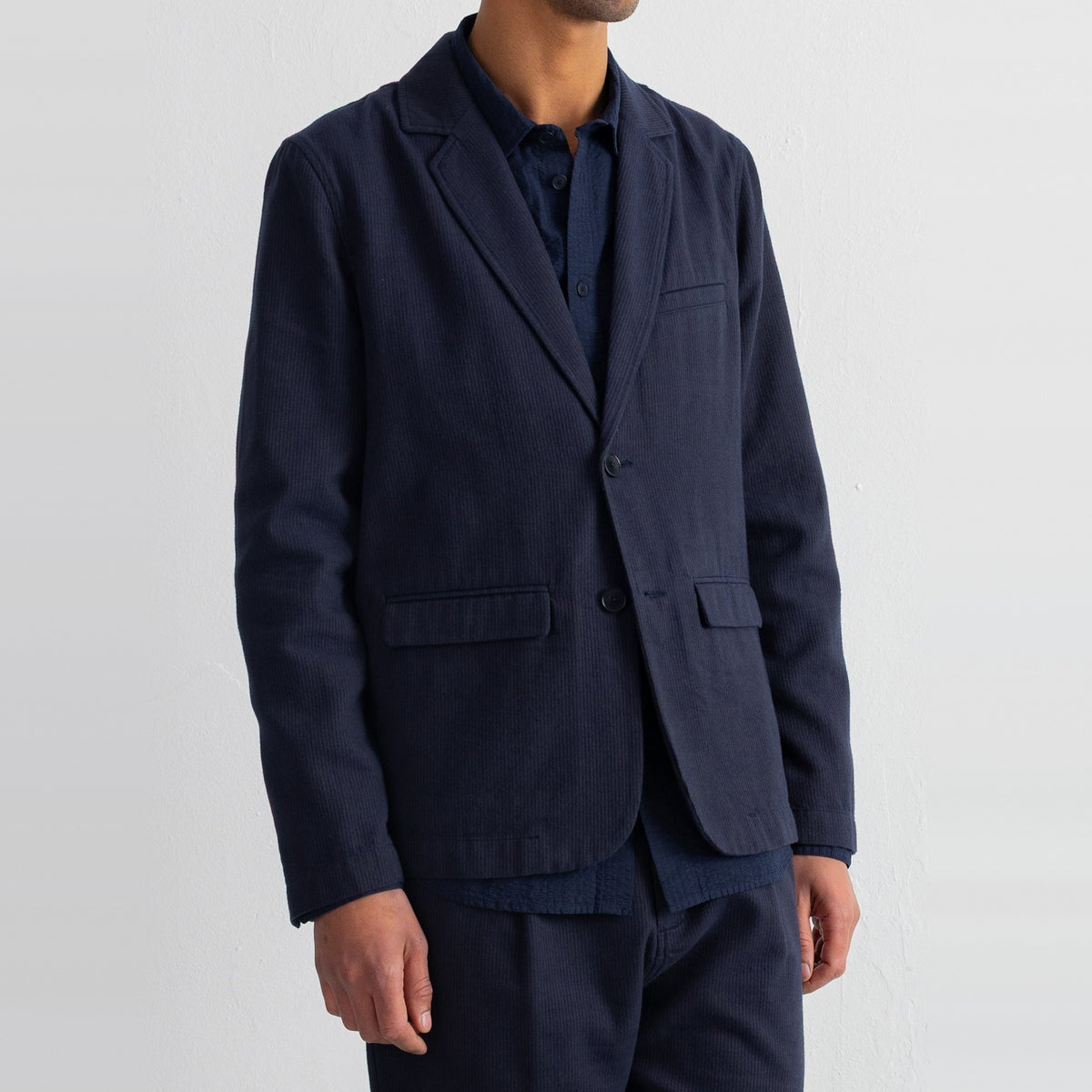 Assembly Blazer Navy Bronze Brushed Stripe