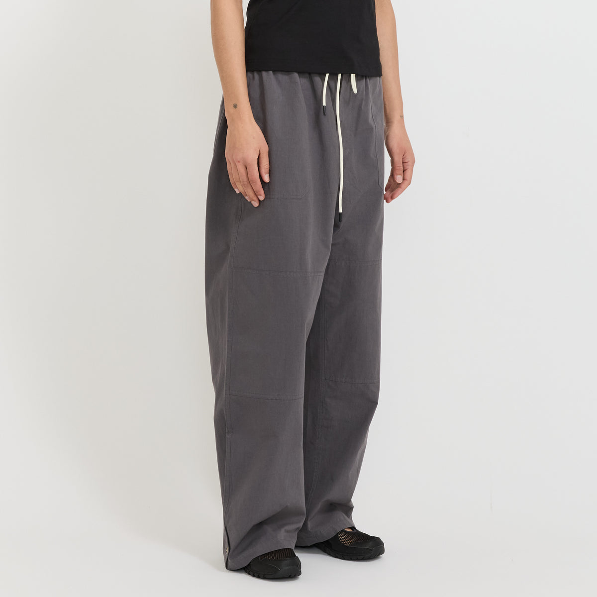 Crushed Cotton Workwear Pant Washed Black
