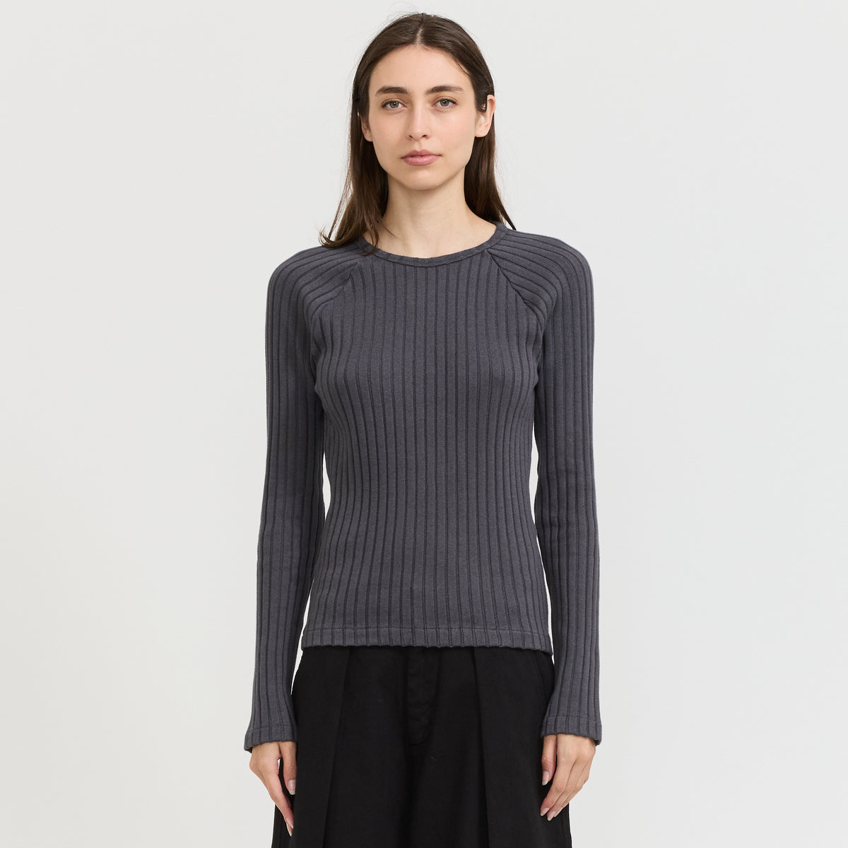 YMC Charotte Raglan Top in Charcoal - model 1