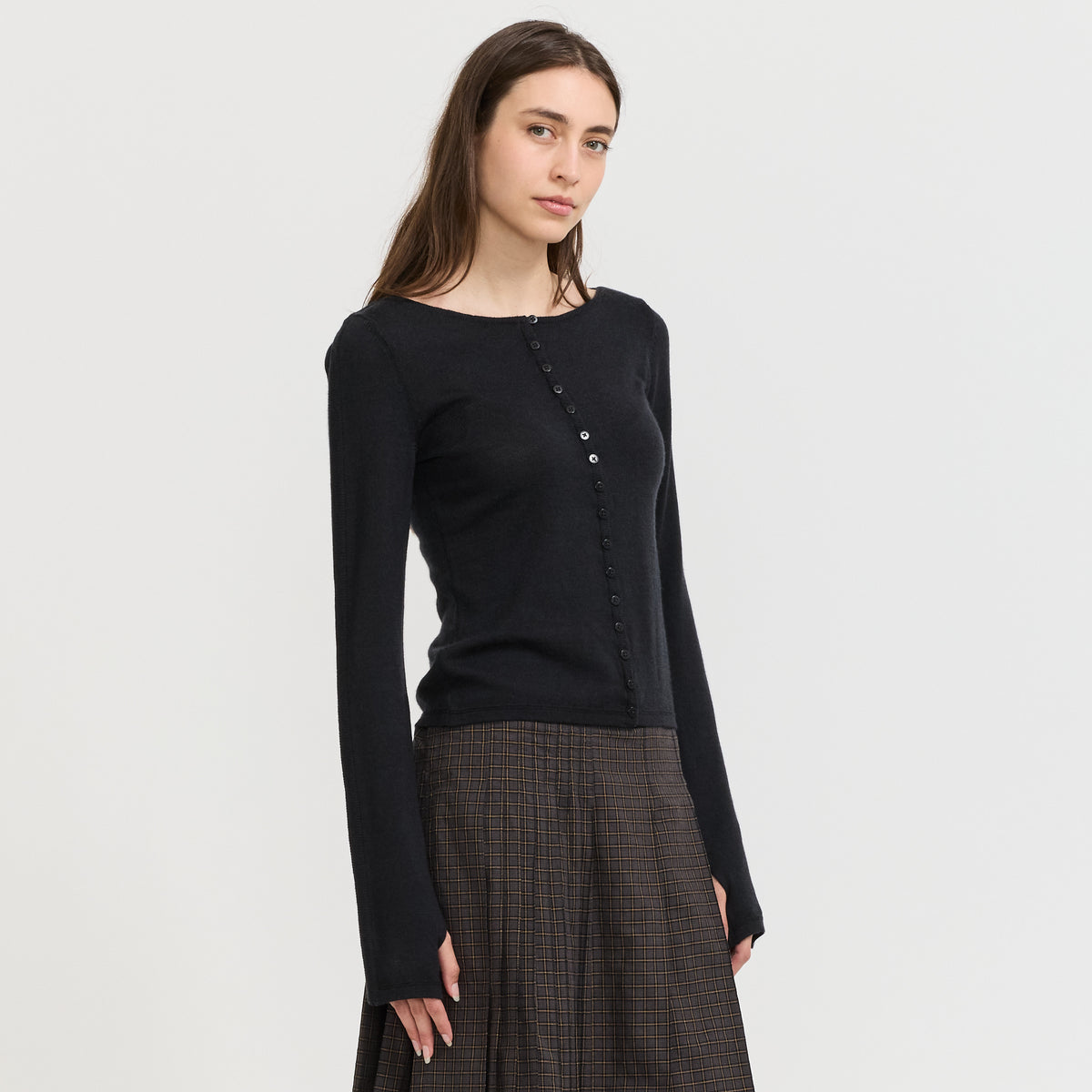 YMC Natalie Cardigan in Black - model retry3 6