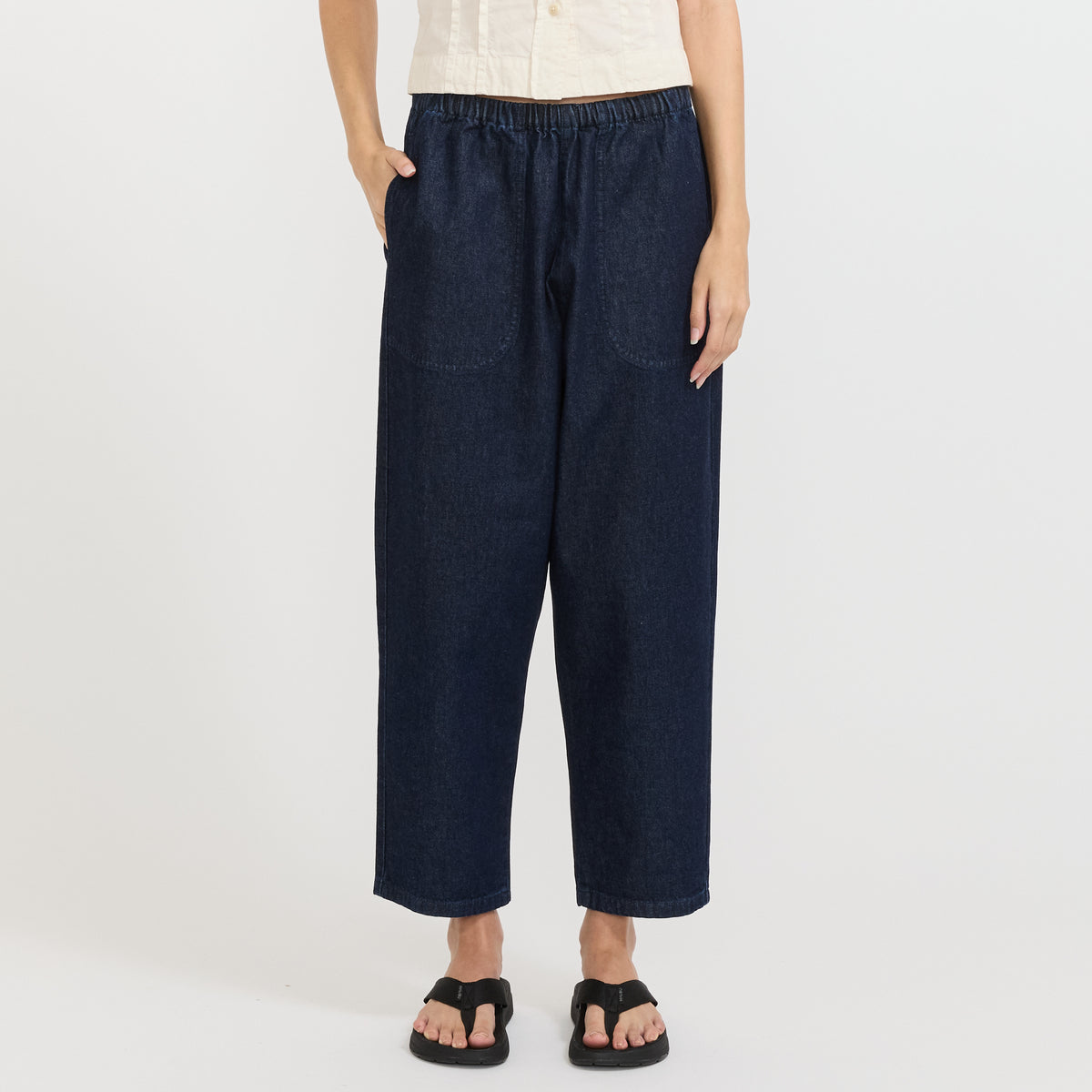 Danton | Womens Easy Pants 10oz Denim Indigo | Maplestore