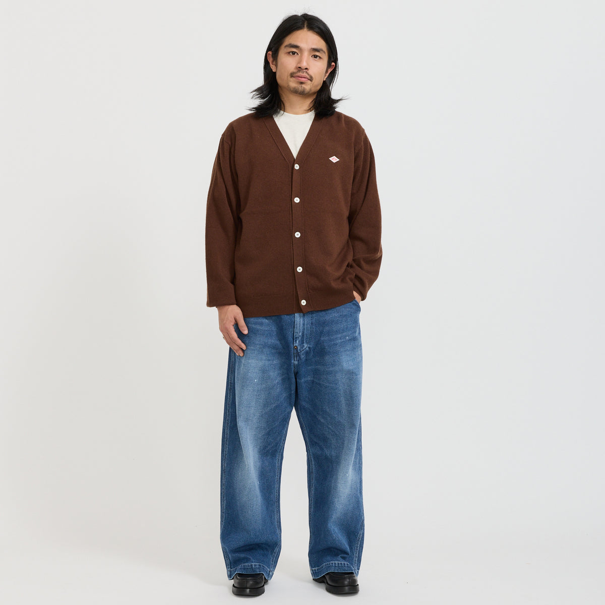 Danton | V Neck Cardigan Beige Brown | Maplestore