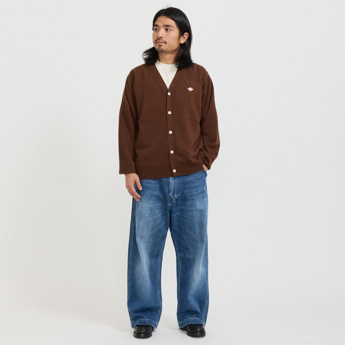 Danton | V Neck Cardigan Beige Brown | Maplestore