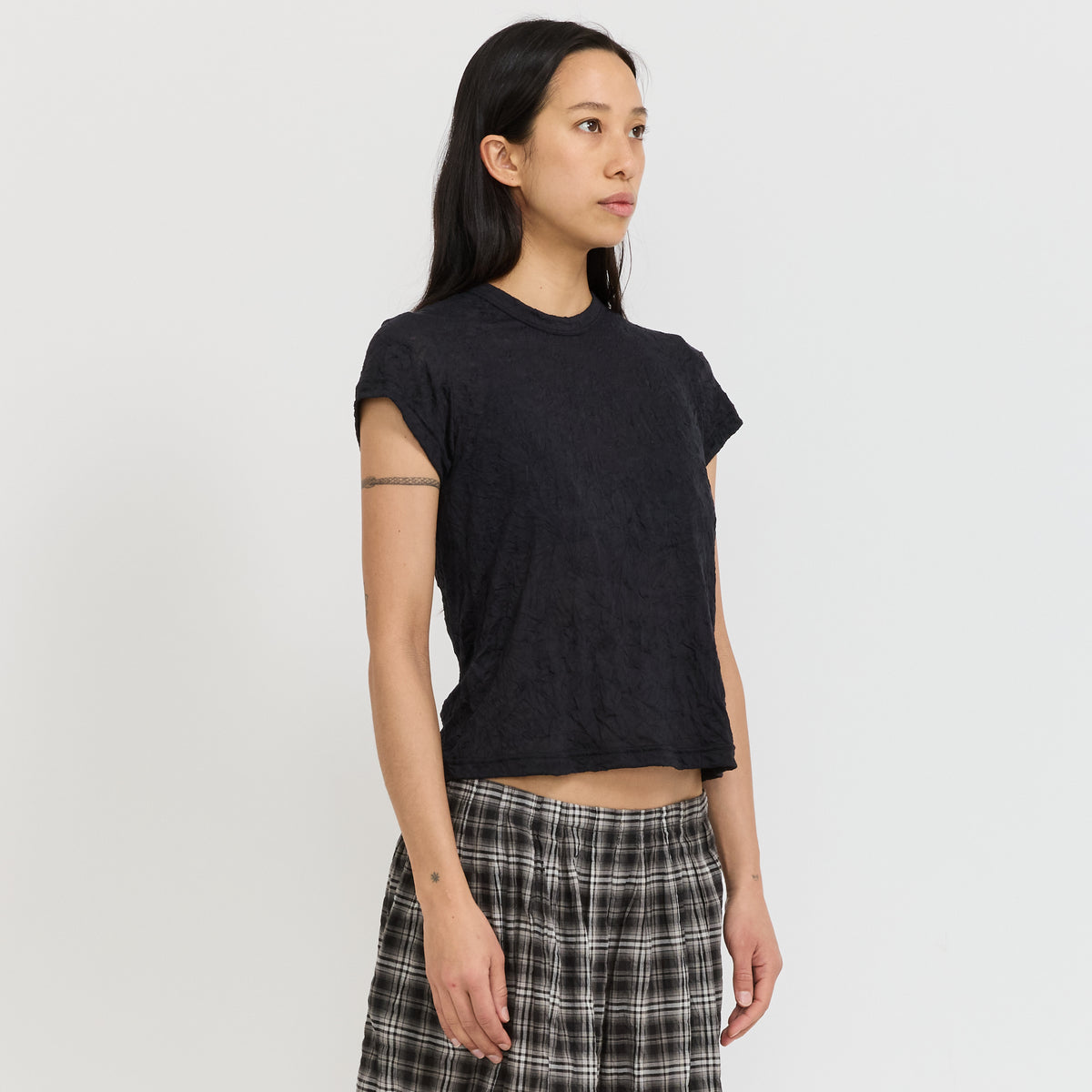 Crinkle Jersey Baby T-Shirt Black