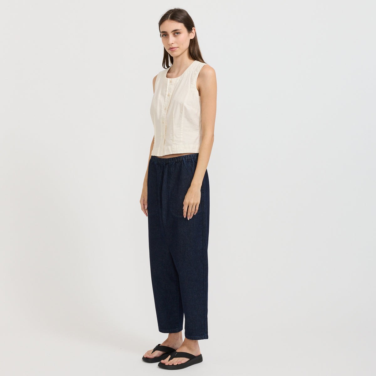 Danton | Womens Easy Pants 10oz Denim Indigo | Maplestore