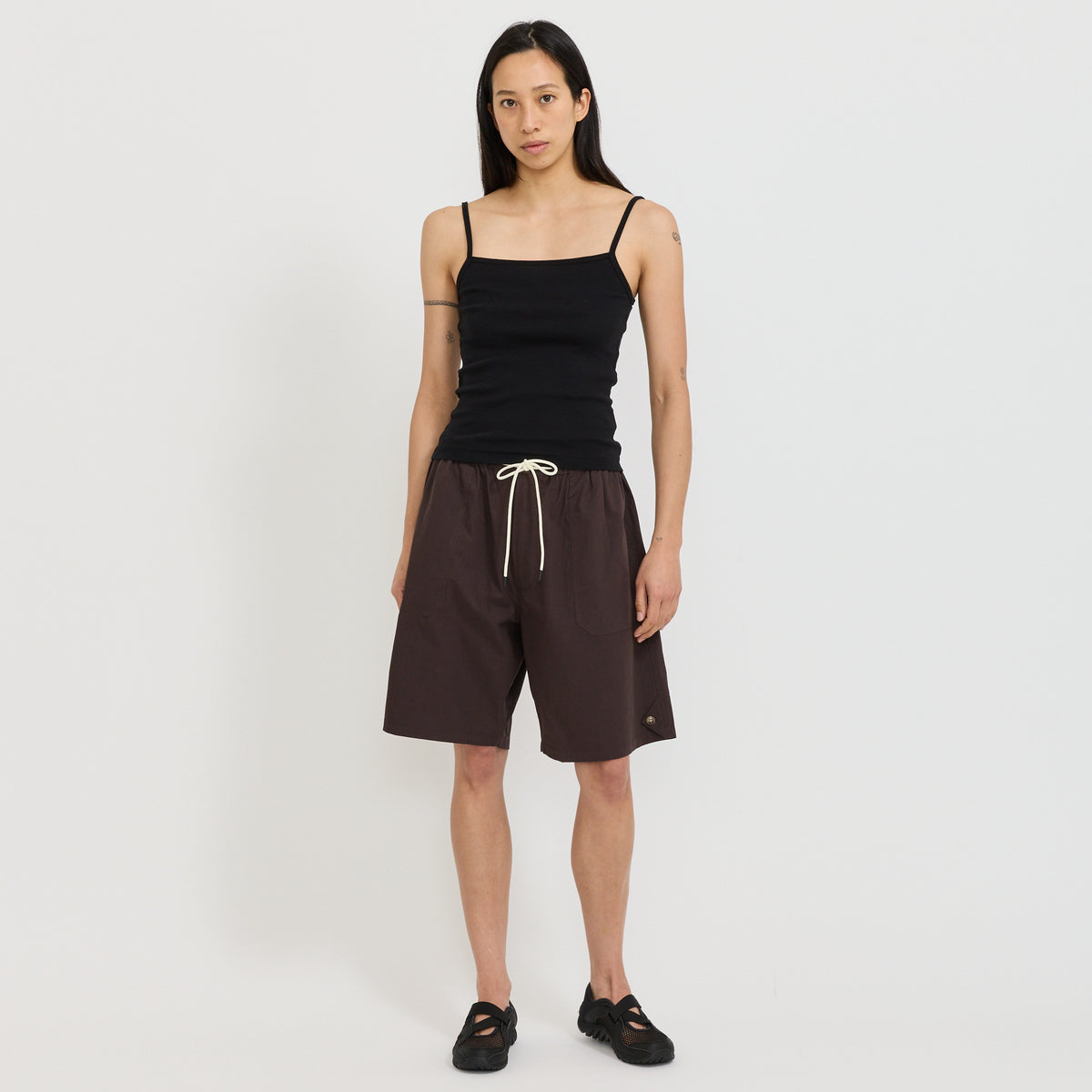 Crushed Cotton Workwear Short Chocolate Brown