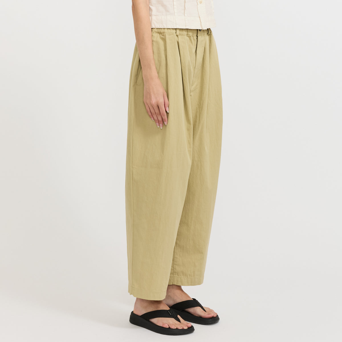 Danton | Twill Double Pleated Easy Pants Beige Womens | Maplestore