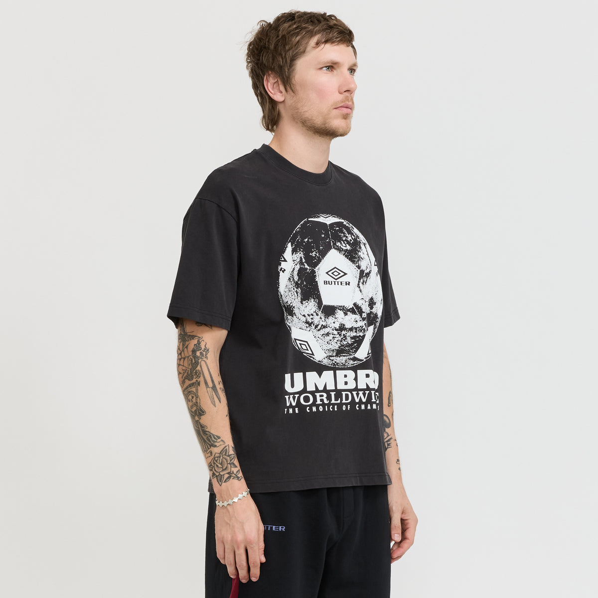 Butter Goods x Umbro World Game Tee Washed Black