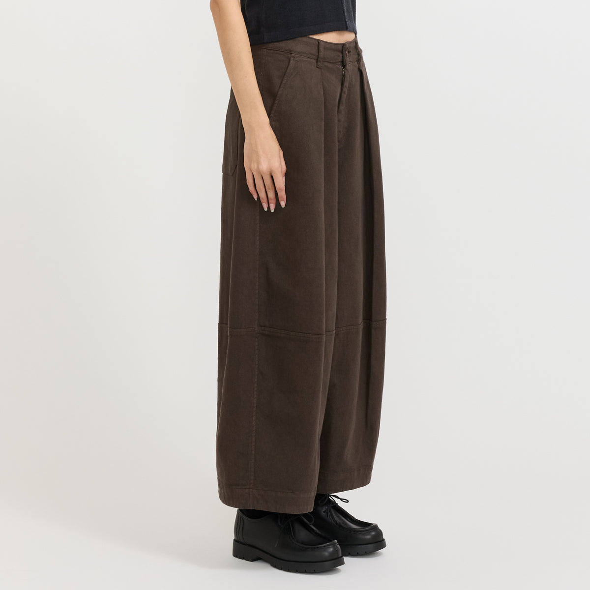 YMC Deadbeat Trouser in Brown - model retry 4
