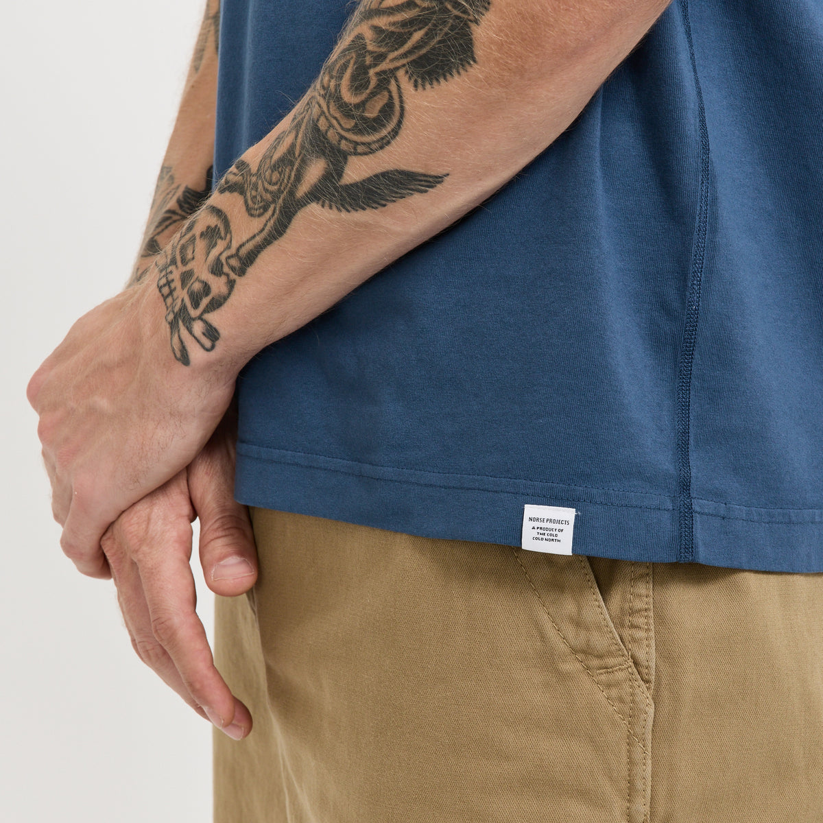 Norse Projects Elmelunde Soft Compact Cotton T-Shirt Dark Blue - image 5