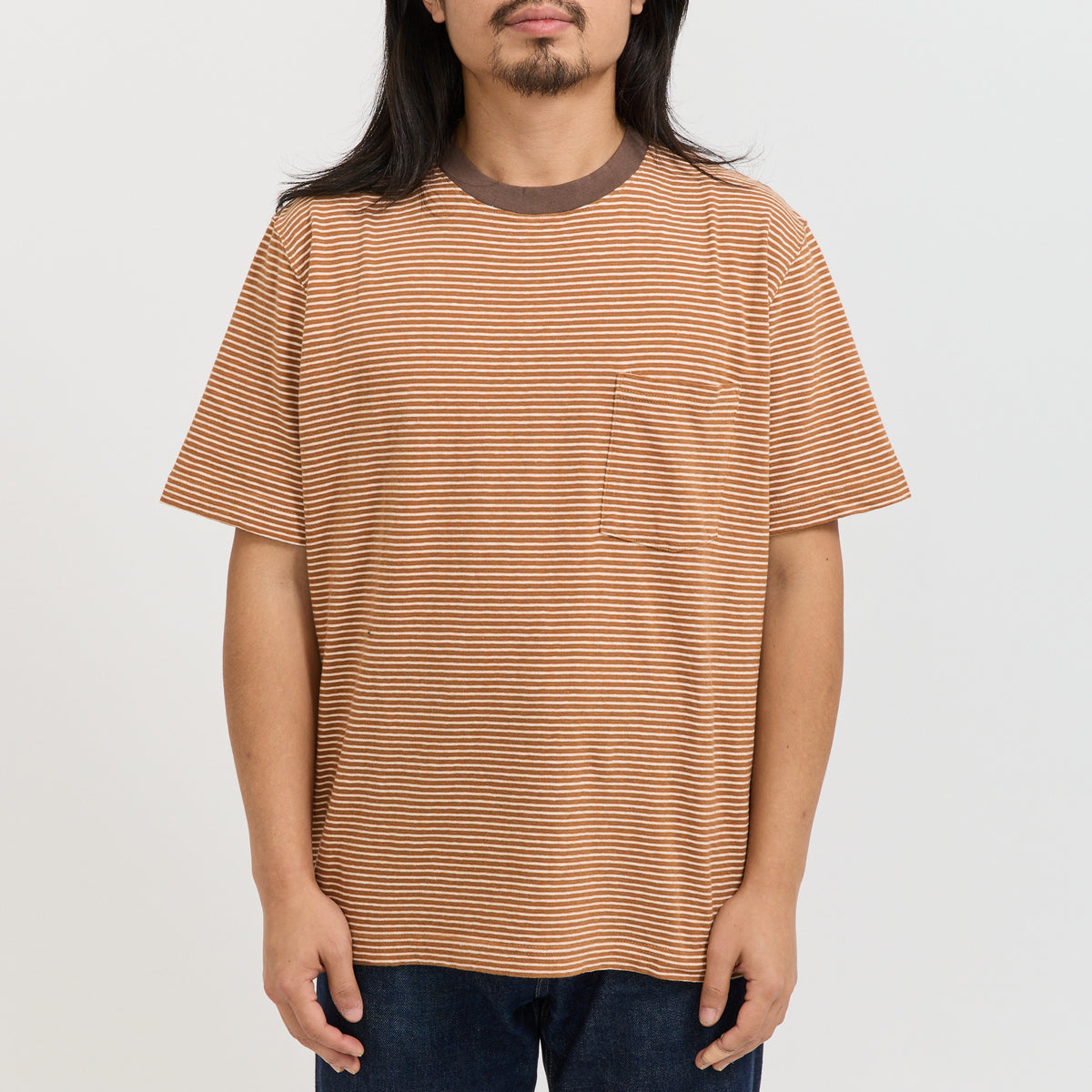 Beams Plus | Pocket Tee Multi Stripe 3 Orange | Maplestore