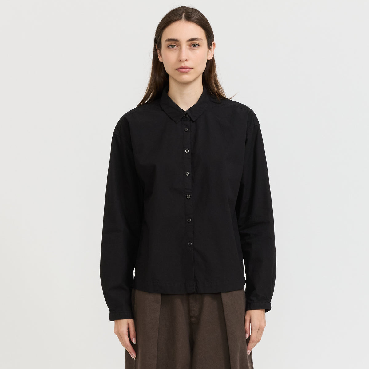 YMC Marianne Shirt in Black - model retry4 plain