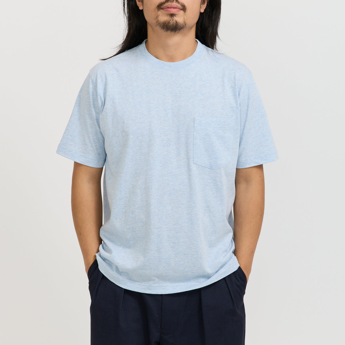 Beams Plus | Pocket Tee Solid Sax | Maplestore