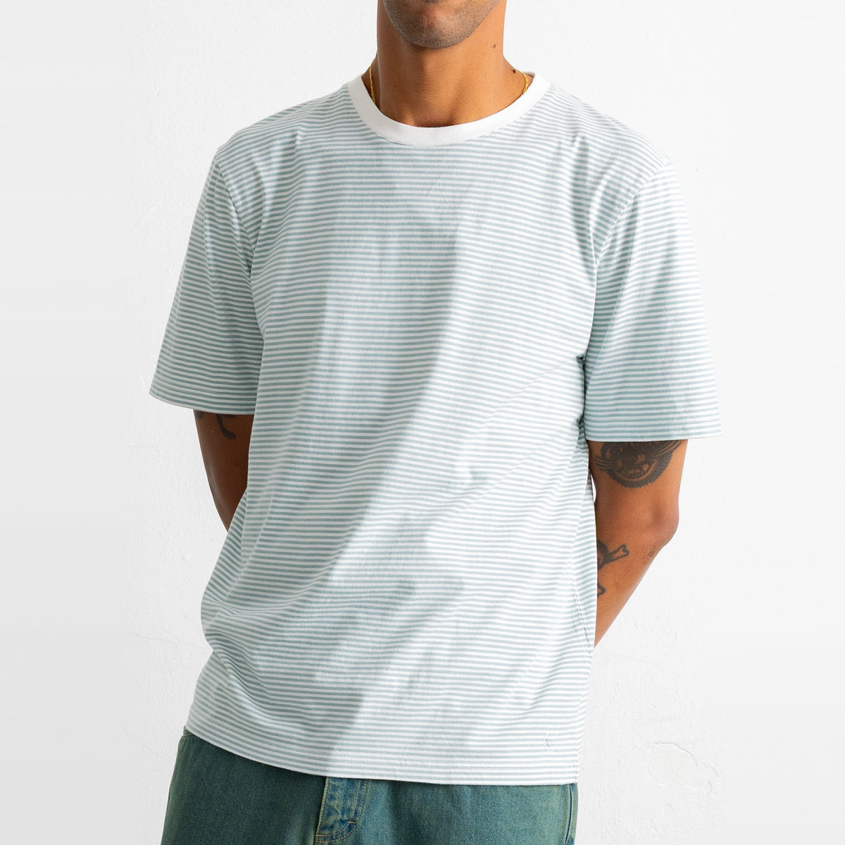 1X1 Stripe T-Shirt Blue Oxide / Ecru