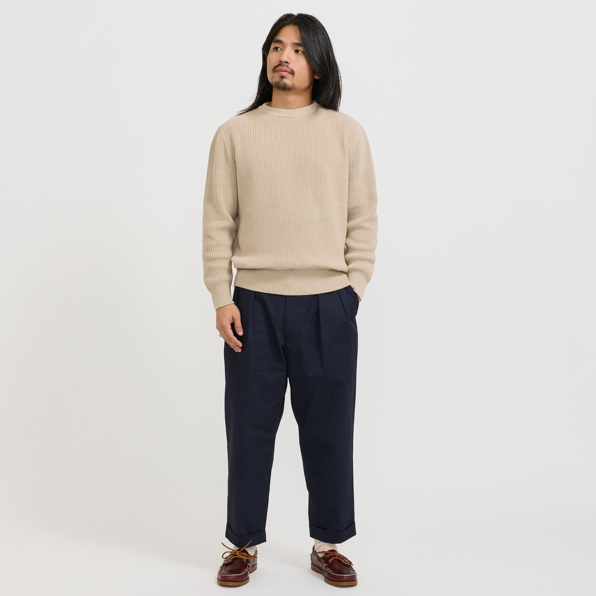 Mooncastle | Cotton Heavy Weight Crewneck Greige | Maplestore