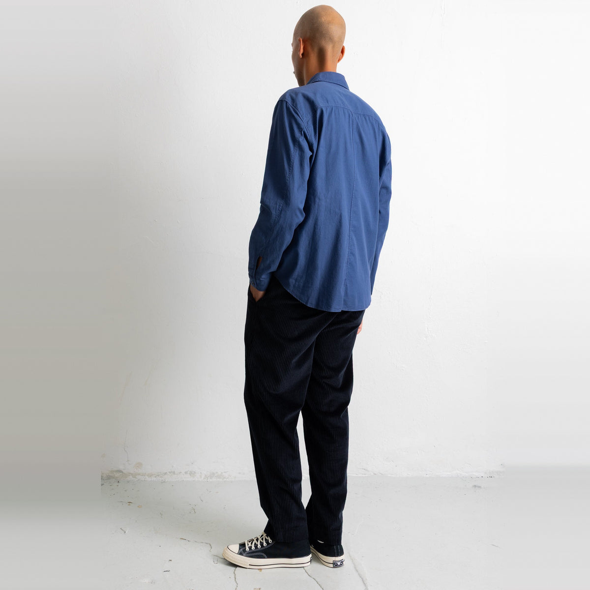 Herringbone Curve Shirt Soft Navy