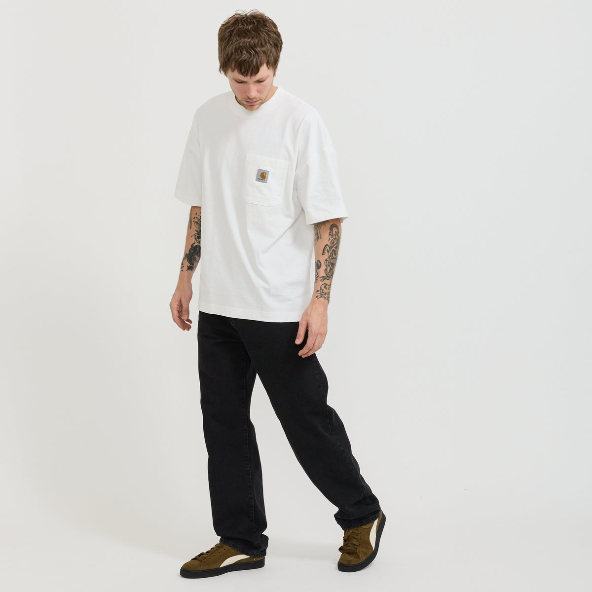 Aaron Pant Black Stone Washed Contrast Stitch