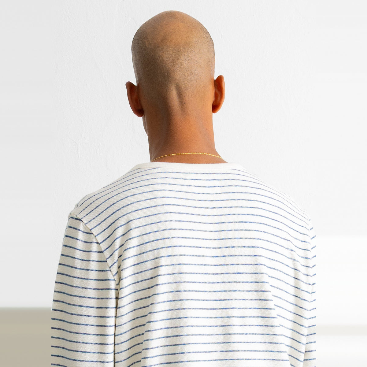 LS Textured Stripe T-Shirt Ecru / Soft Blue