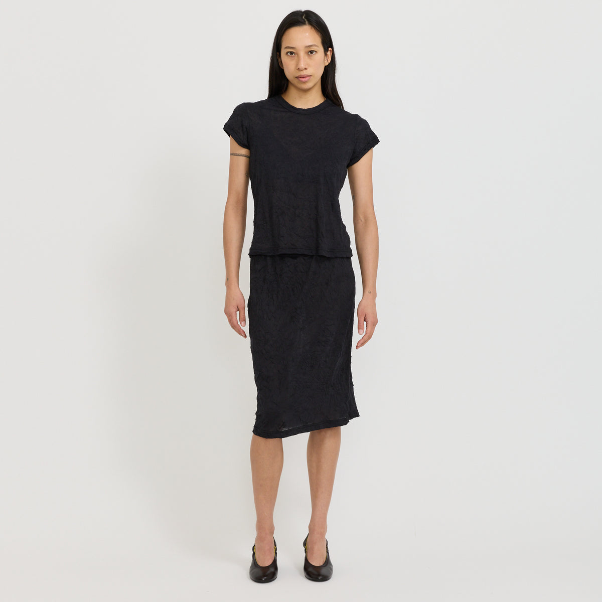 Crinkle Jersey Skirt Black