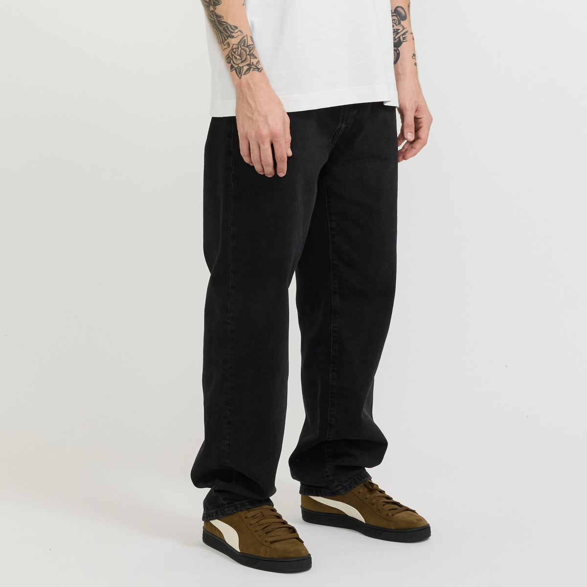 Aaron Pant Black Stone Washed Contrast Stitch