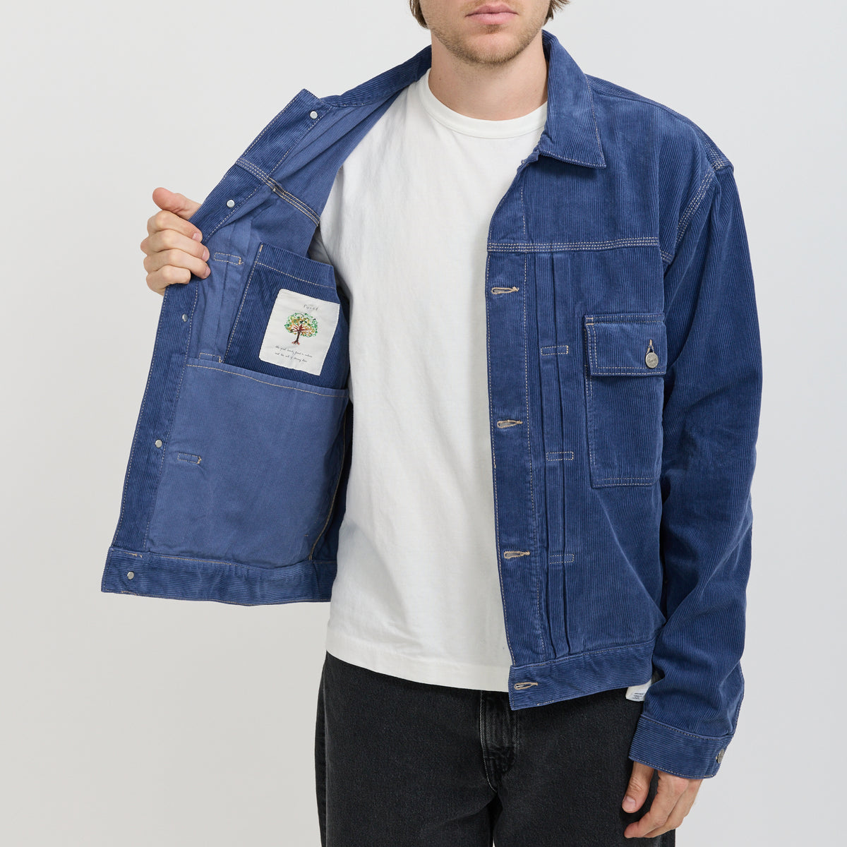 Foret Hazy Corduroy Jacket Medium Blue - image 5