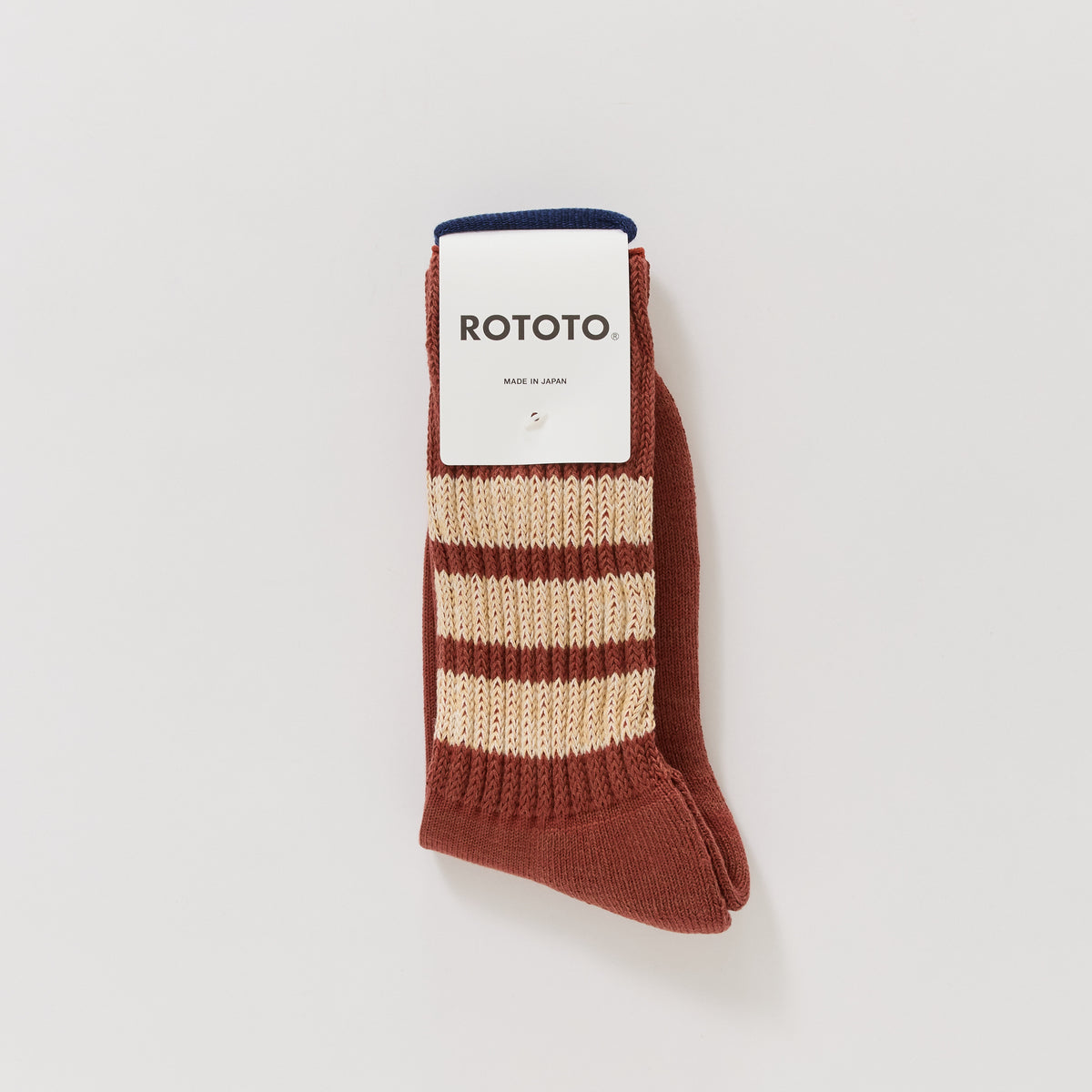 Rototo | Coarse Ribbed Crew Socks Red / Cream | Maplestore