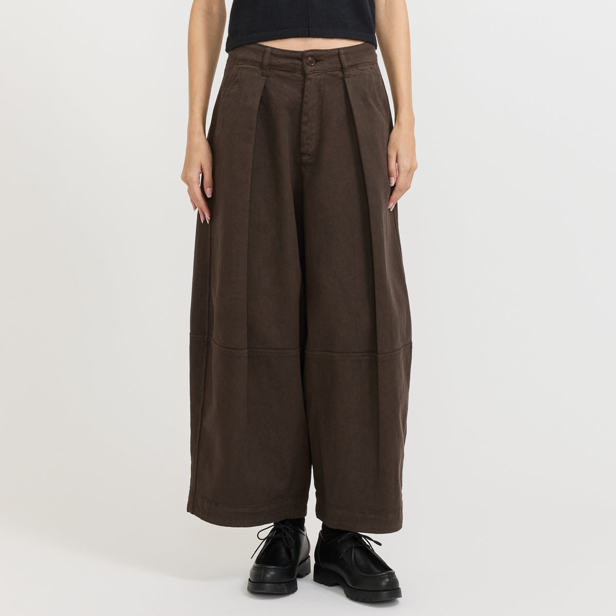 YMC Deadbeat Trouser in Brown - model retry 2