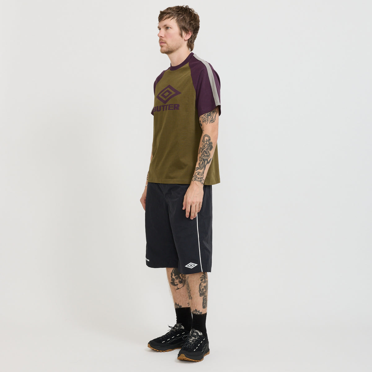 Butter Goods x Umbro Raglan Tee Army/Eggplant