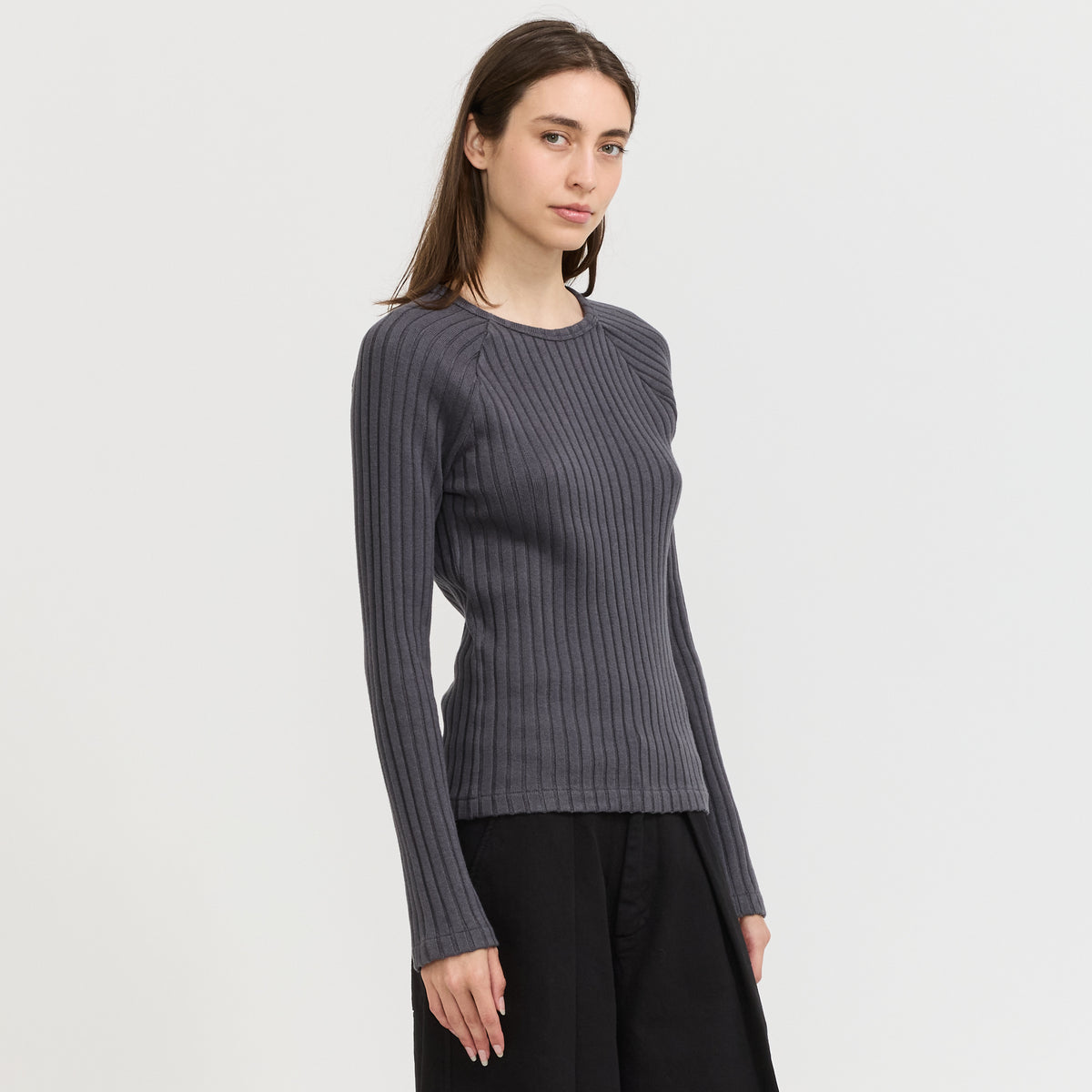 YMC Charotte Raglan Top in Charcoal - model 5