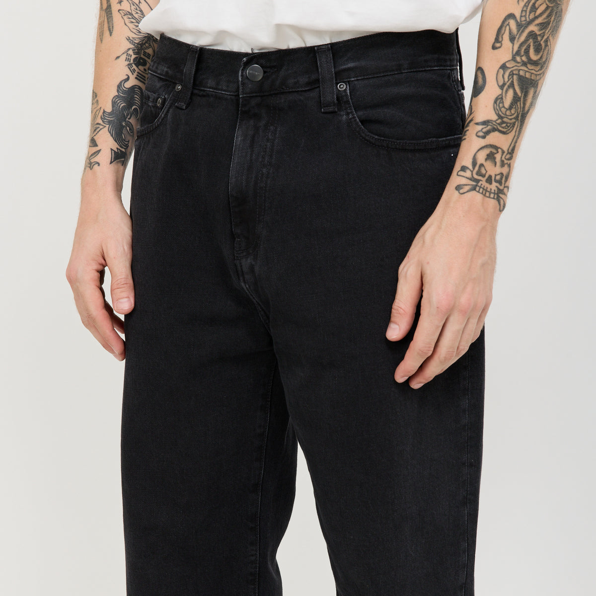 Aaron Pant Black Stone Washed Contrast Stitch