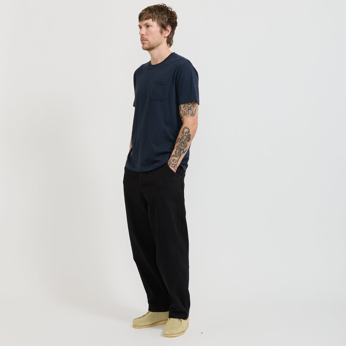 YMC Wild Ones T-Shirt in Navy - model 3