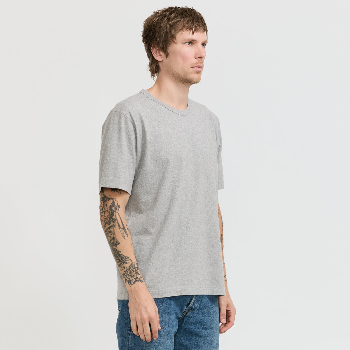 Norse Projects Elmelunde Soft Compact Cotton T-Shirt Grey Melange - image 3