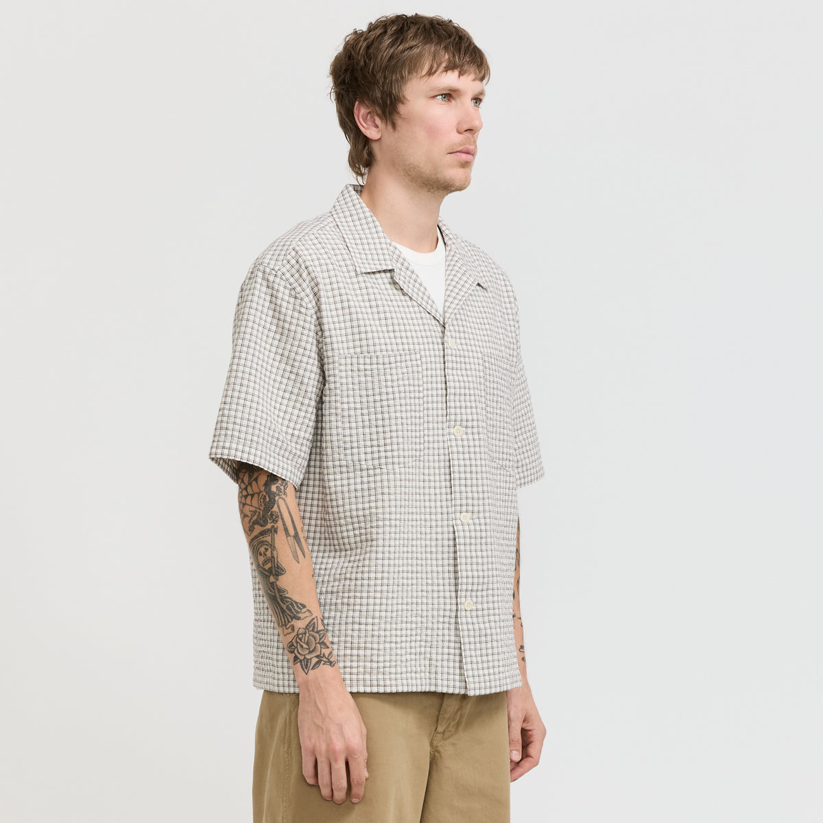 Norse Projects Mols Check SS Camp Shirt Ecru - image 3
