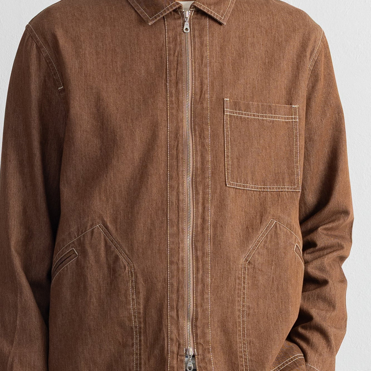 Zip Overshirt Mink Twill Denim